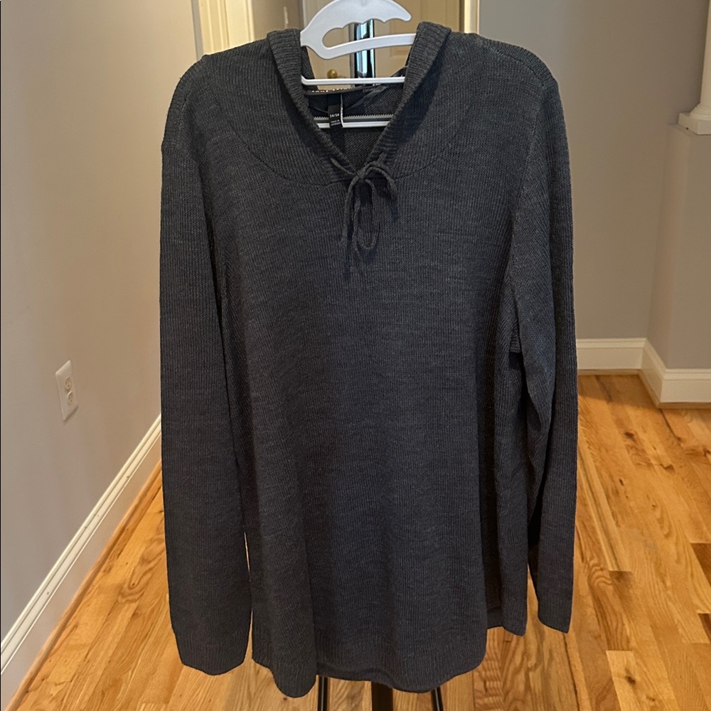 Lane Bryant 14/16 Dark Gray hooded Knit Sweater